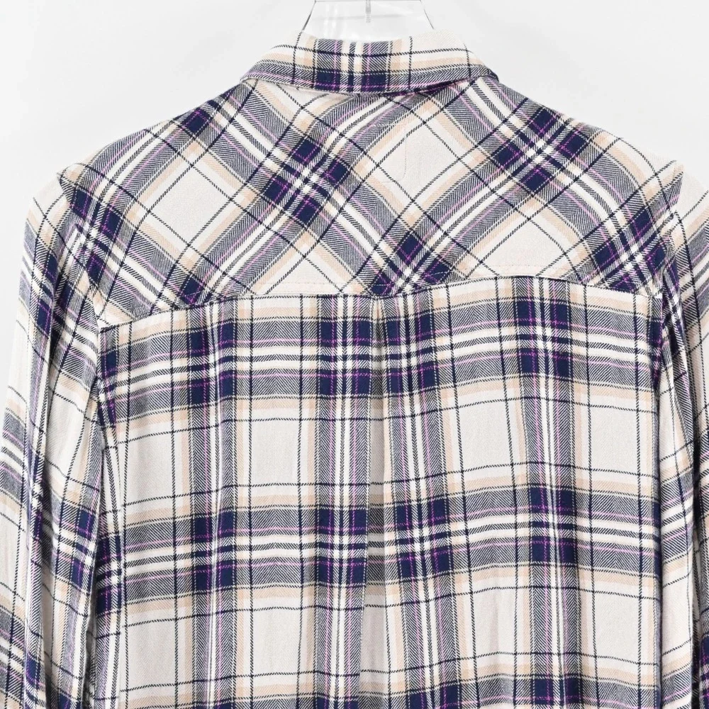 RAILS‎ Hunter Top Womens Size S Button Blouse Stone Navy Fucshia Plaid Western - Picture 11 of 12